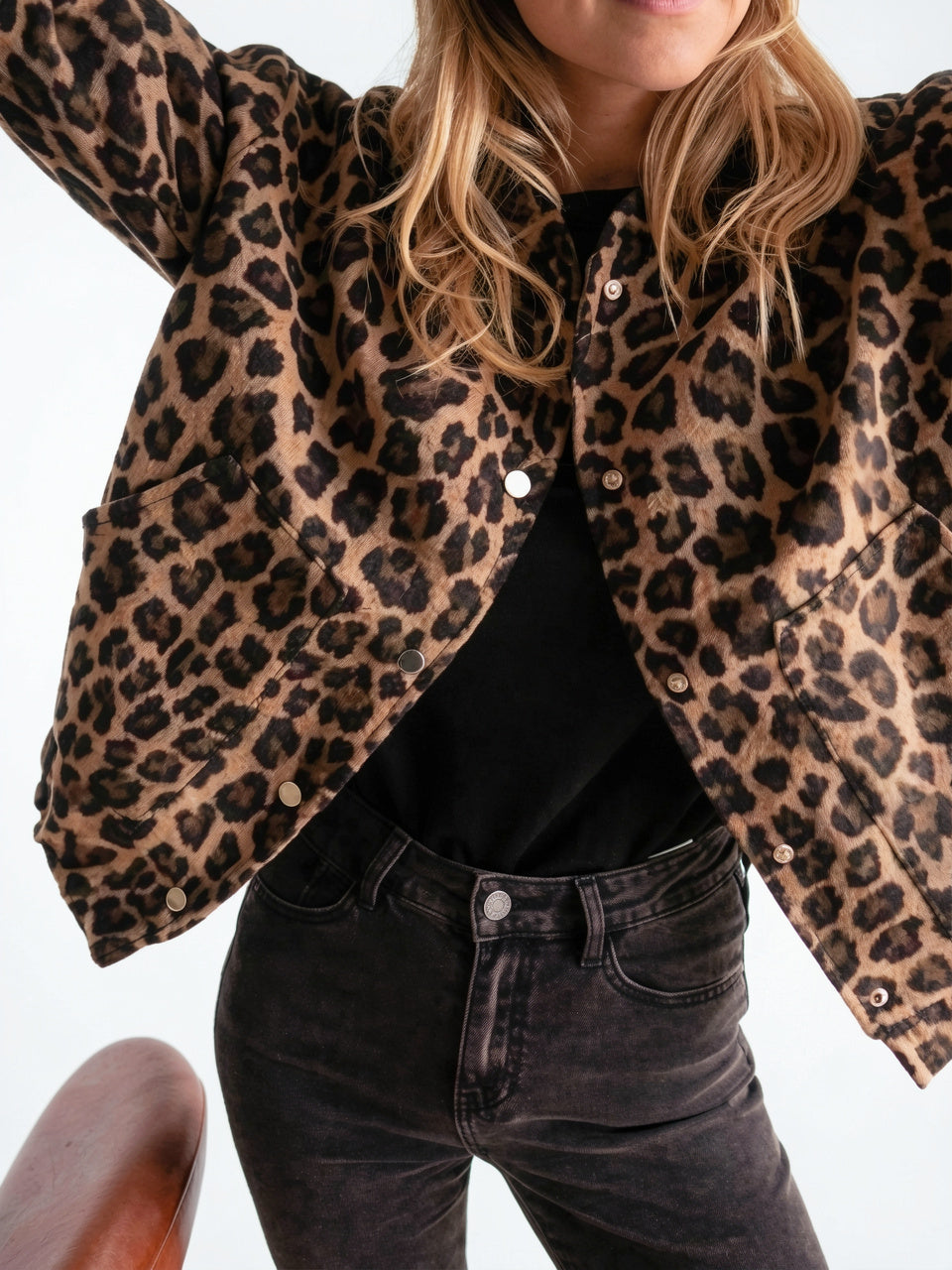 Veste Femme Imprimé Léopard Bomber Ample - 6