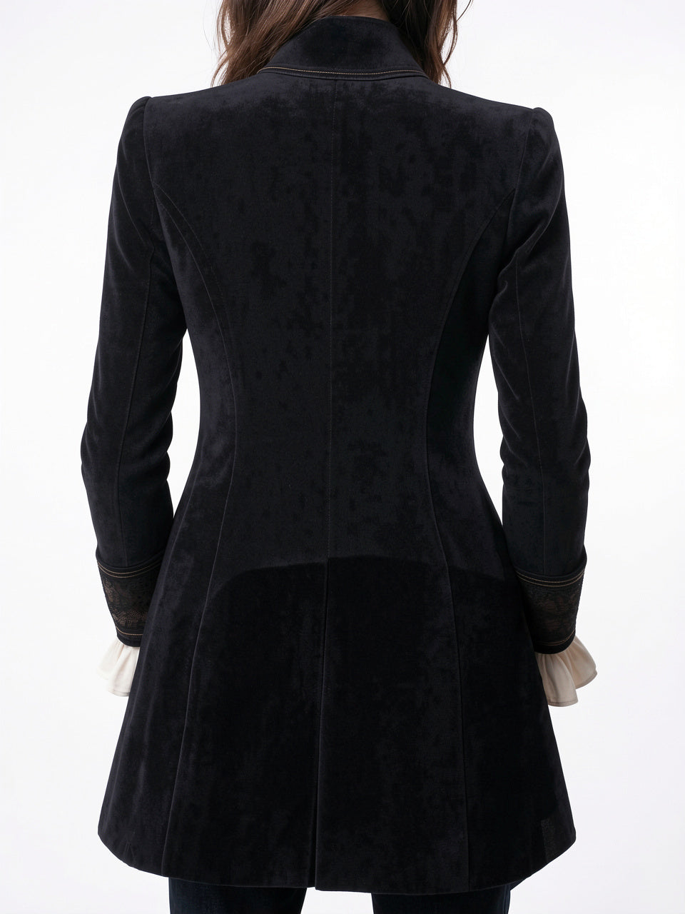 Veste Longue Brodée Vintage Femme Zip Coupe Droite - 9