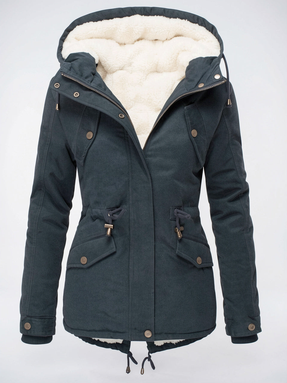 Veste Manteau d'hiver Chaude Femmes Imperméable Capuche Fourrure - 6