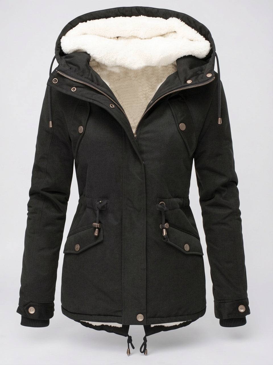 Veste Manteau d'hiver Chaude Femmes Imperméable Capuche Fourrure - 7