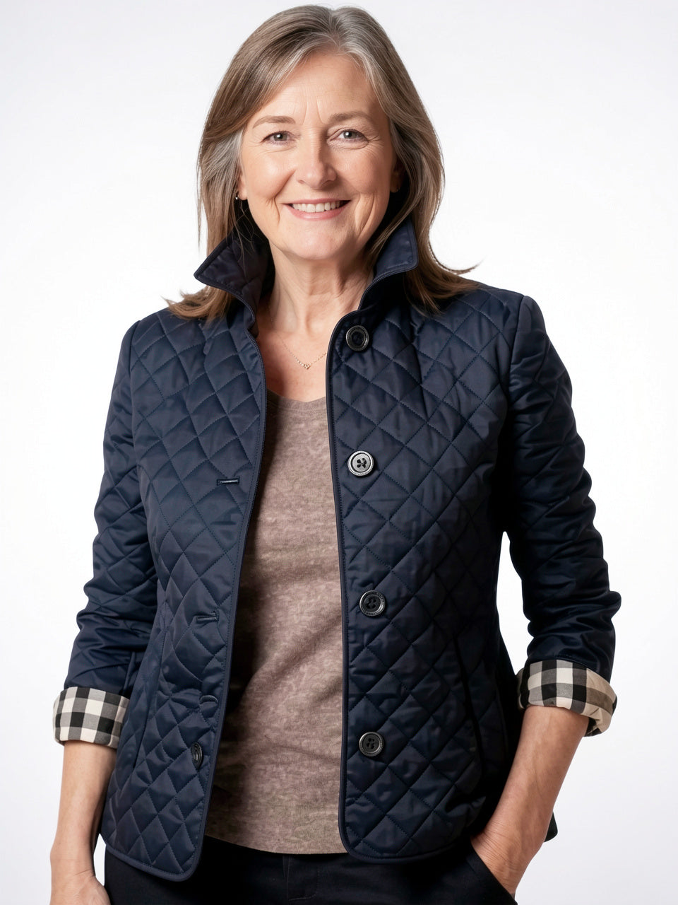 Veste Matelassée Col Châle Femme Hiver Légère Courte - Bleu M