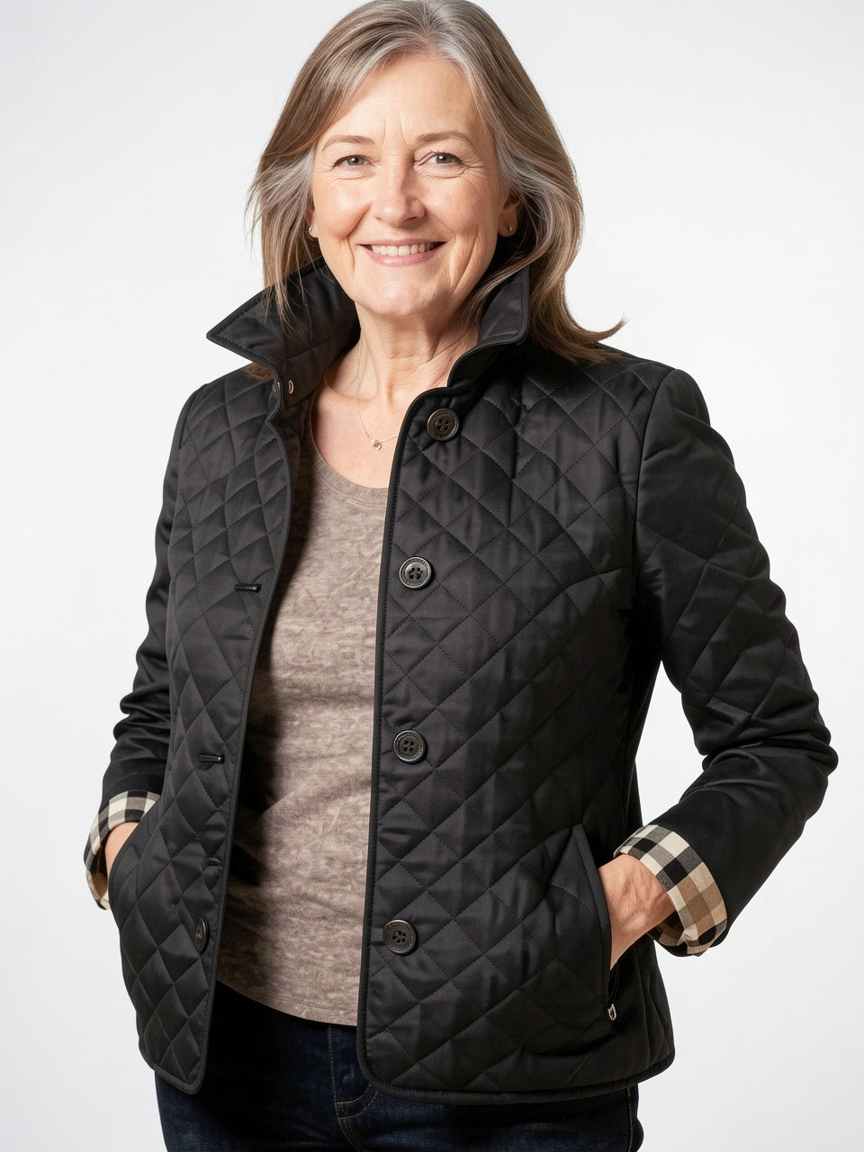 Veste Matelassée Col Châle Femme Hiver Légère Courte - Noir M